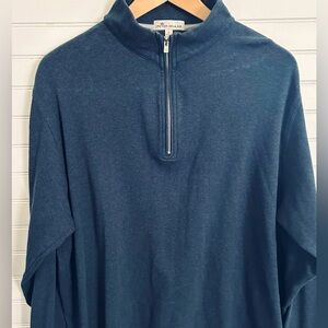 PETER MILLARD mens large navy 1/4 zip golf sweater